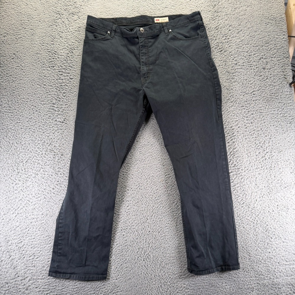 Wrangler Pant Mens 42x30 Black Cotton Khakis Straight Workwear Utility Stretch